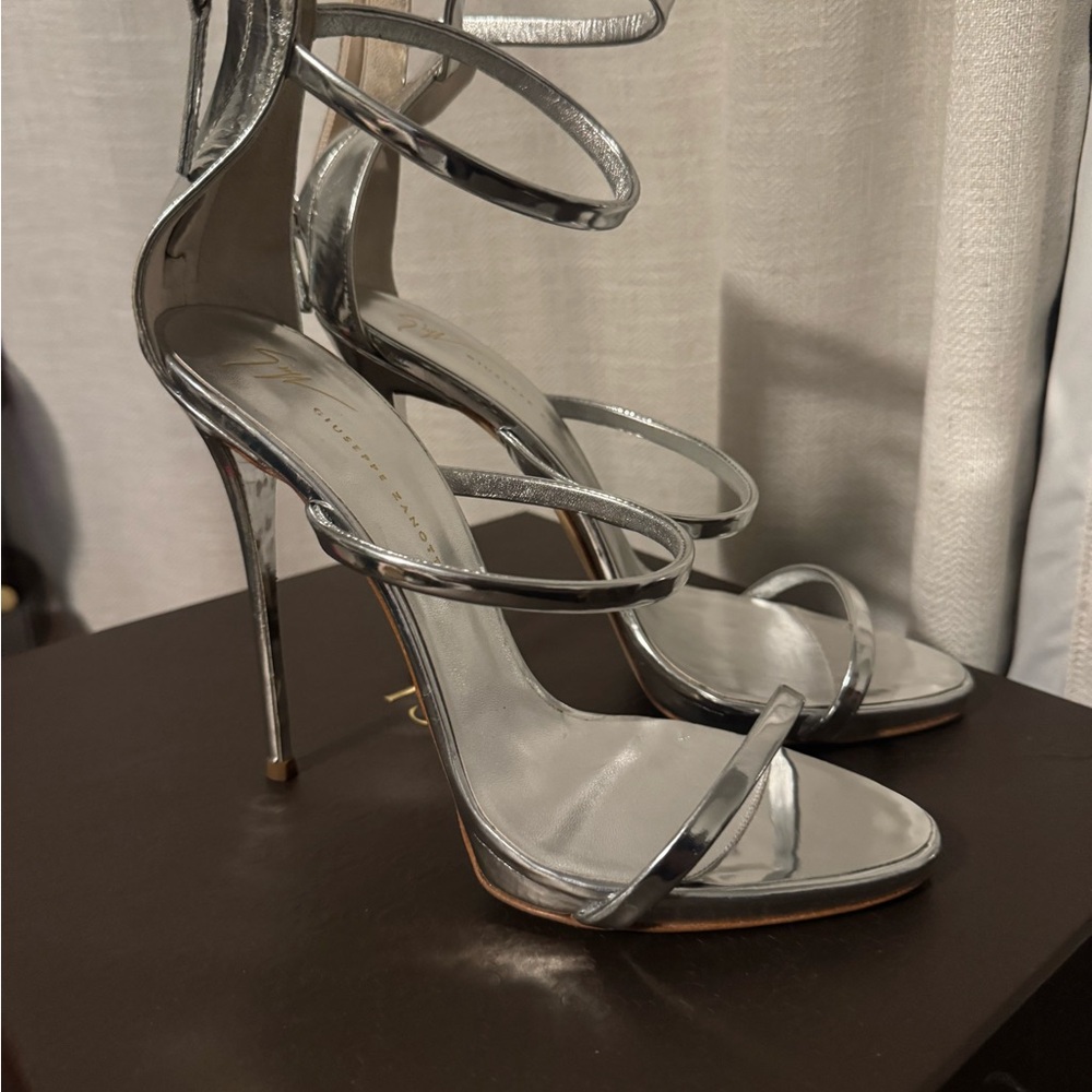 Giuseppe Zanotti Silver Strappy Heels